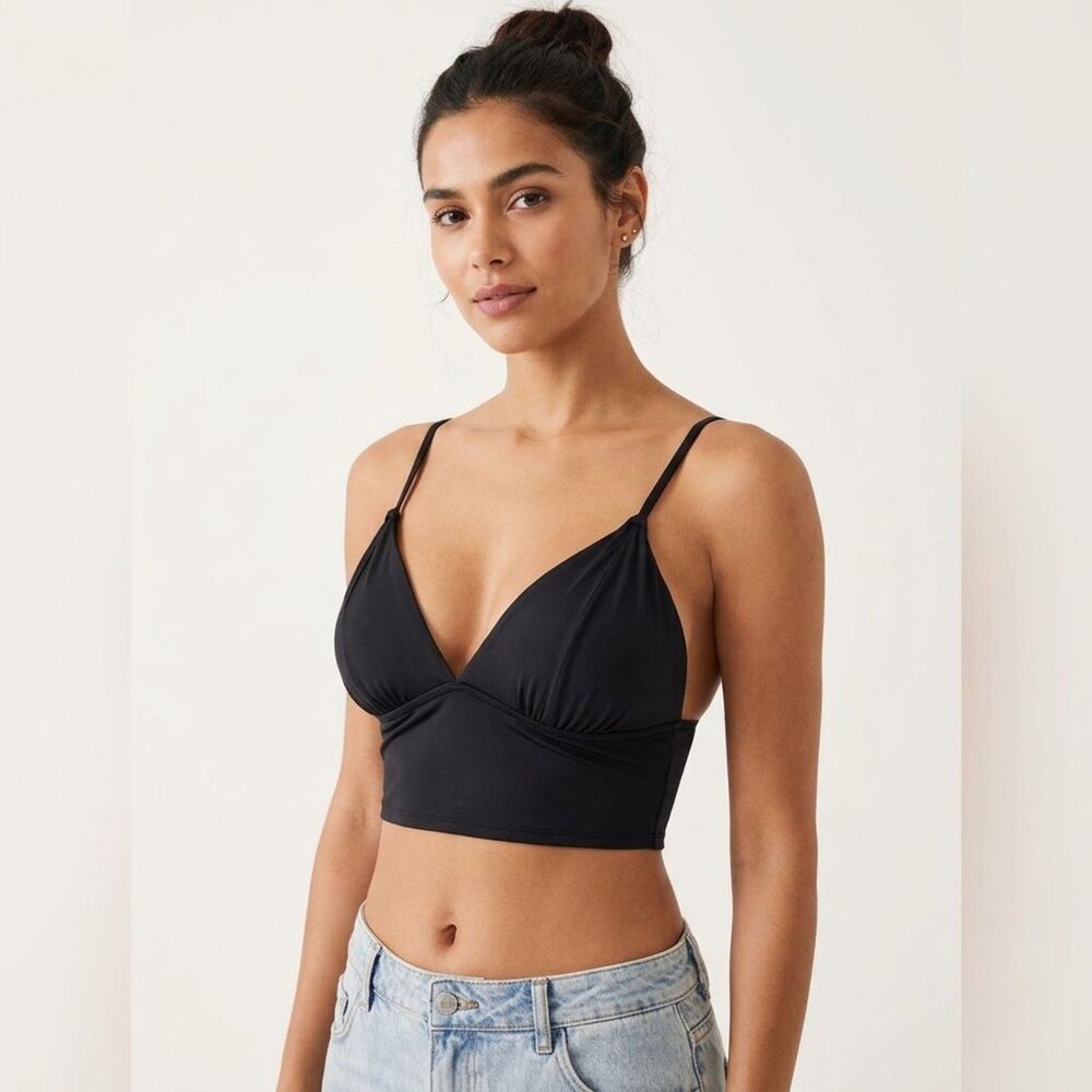 Solalux Crop Top Bralette Large NEW w/Tags Attached Black Summer